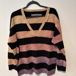 Raquel Allegra Cashmere Multi Stripe V Neck sweater, sz 2